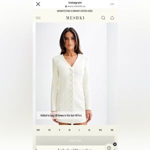 Hurley Long Sleeve Blazer Mini Dress - Ivory XS